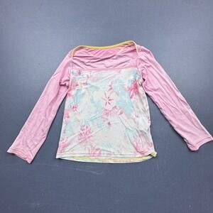 Patagonia Rash Guard Girls Large Long Sleeve Swim Shirt Pink Floral UPF Surf Top